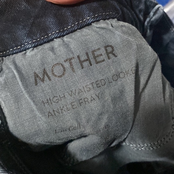 MOTHER HIGH WAISTED LOOKER ANKLE FRAY IN LAST CALL DARK WASH HI RISE STRETCH DNM - Picture 9 of 16